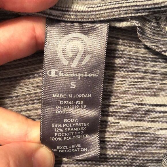 Champion S Active Full Zip Mock Neck Fitted Gray White Heathered Sweatshirt - Picture 13 of 14